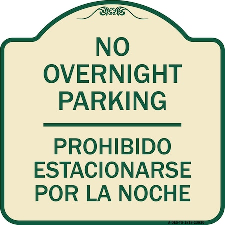 Signmission No Overnight Parking Prohibido Estacionarse Por La Noche Heavy-Gauge Alum, 18" x 18", TG-1818-23830 A-DES-TG-1818-23830